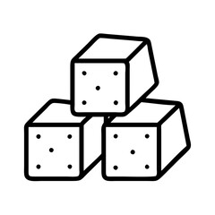 tofu cubes icon, vegetarian day line art, vegetarian icon - simple black line art icon of tofu cubes, or vegetarian day celebrations. vegetarian day vector art.