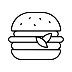 veggie burger icon, vegetarian day line art, vegetarian icon - simple black line art icon of veggie burger, or vegetarian day celebrations. vegetarian day vector art.