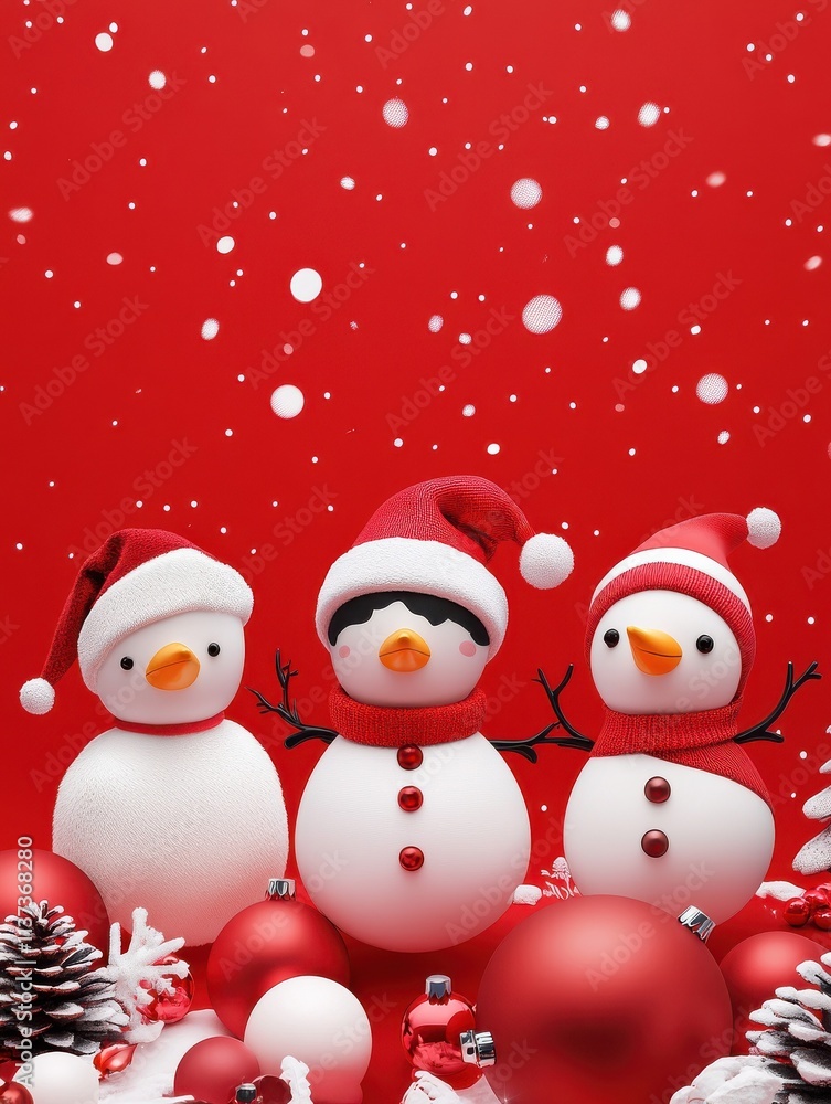 Poster red color background christmas element and characters concept wallpaper with copy and text space, 16