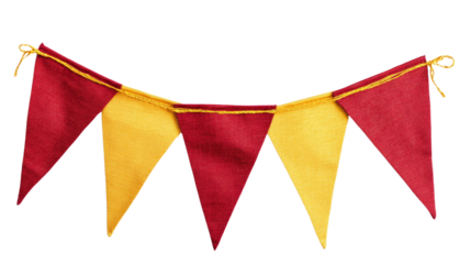 Red and Yellow Bunting Banner on transparent Background