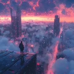 Obraz premium Experience a high-tech panorama filled with glowing anticipation