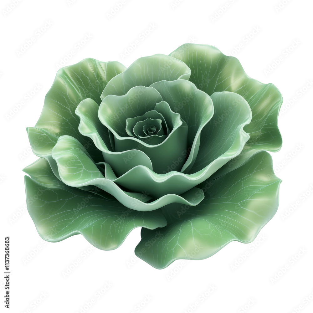 Poster 3d rendered fresh green cabbage isolated on transparent background