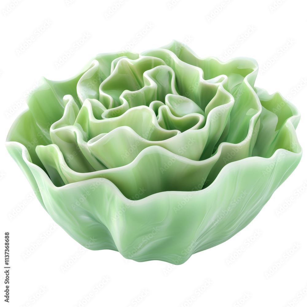 Poster 3d rendered fresh green cabbage isolated on transparent background