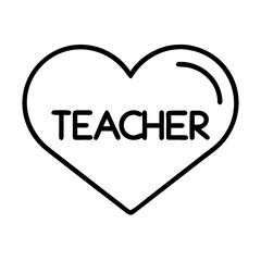 heart with teacher text icon, teachers’ day line art, teachers day icon - simple black line art icon of heart with teacher text, for teachers’ day celebrations. teachers day vector art.