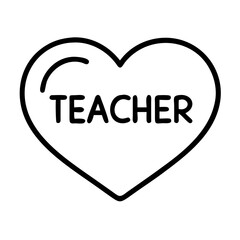 heart with teacher text icon, teachers’ day line art, teachers day icon - simple black line art icon of heart with teacher text, for teachers’ day celebrations. teachers day vector art.