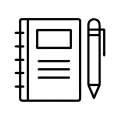 notebook and pen icon, teachers’ day line art, teachers day icon - simple black line art icon of notebook and pen, for teachers’ day celebrations. teachers day vector art.