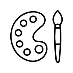 paintbrush and palette for art teacher icon, paintbrush and palette for art teacher vector.