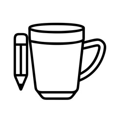 teacher s coffee mug icon, teachers’ day line art, teachers day icon - simple black line art icon of teacher s coffee mug, for teachers’ day celebrations. teachers day vector art.
