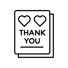 thank you card icon, teachers’ day line art, teachers day icon - simple black line art icon of thank you card, for teachers’ day celebrations. teachers day vector art.