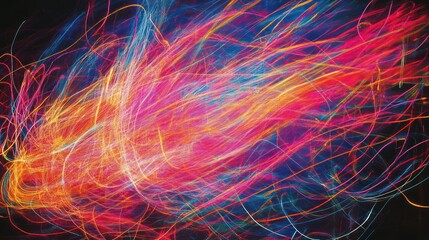 Obraz premium An abstract representation of vibrant light trails in dynamic colors.