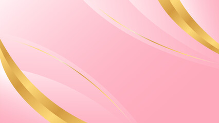 Abstract pink luxury curved background with gold lines. Elegant modern wallpapers. Template banner background for beauty products, sales, ads, events, web and pages