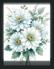 vector illustration of a gentle floral bouquet of Anemone dahlias