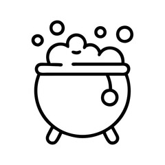 cauldron bubbles icon, halloween line art, halloween icon - simple black line art icon of cauldron bubbles, symbolizing topic celebrations. topic vector art.