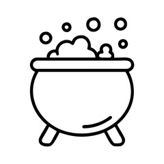 cauldron bubbles icon, halloween line art, halloween icon - simple black line art icon of cauldron bubbles, symbolizing topic celebrations. topic vector art.