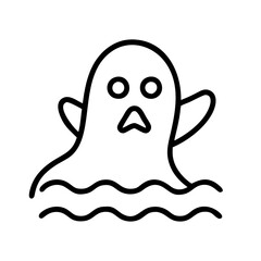 floating ghost icon, halloween line art, halloween icon - simple black line art icon of floating ghost, symbolizing topic celebrations. topic vector art.