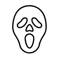 scream mask icon, halloween line art, halloween icon - simple black line art icon of scream mask, symbolizing topic celebrations. topic vector art.