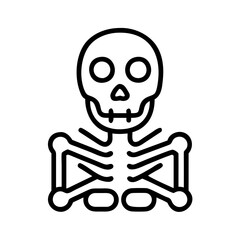 skeleton icon, halloween line art, halloween icon - simple black line art icon of skeleton, symbolizing topic celebrations. topic vector art.