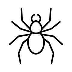spider icon, halloween line art, halloween icon - simple black line art icon of spider, symbolizing topic celebrations. topic vector art.