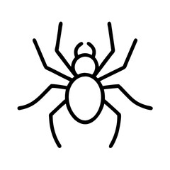 spider icon, halloween line art, halloween icon - simple black line art icon of spider, symbolizing topic celebrations. topic vector art.