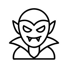 vampire icon, halloween line art, halloween icon - simple black line art icon of vampire, symbolizing topic celebrations. topic vector art.