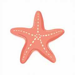 Cartoon Coral Starfish Illustration on White Background