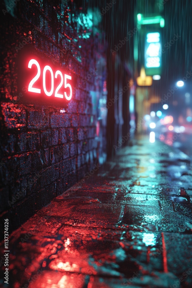 Poster Neon Sign Reading 2025