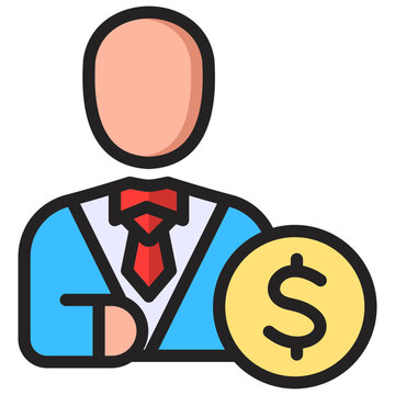 businessman with dollar sign icon clip art preview