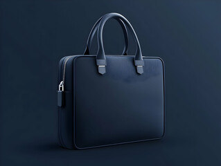3D Render Dark Blue Leather Briefcase
