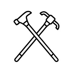 pilgrim s walking staff icon, hajj line art, hajj icon - simple black line art icon of pilgrim s walking staff, symbolizing Hajj celebrations. Hajj vector art.