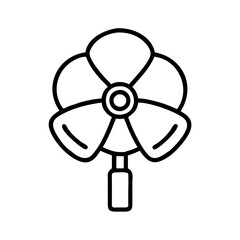 Obraz premium portable fan for pilgrims icon, hajj line art, hajj icon - simple black line art icon of portable fan for pilgrims, symbolizing Hajj celebrations. Hajj vector art.