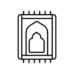 portable prayer mat icon, hajj line art, hajj icon - simple black line art icon of portable prayer mat, symbolizing Hajj celebrations. Hajj vector art.