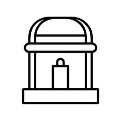 zamzam well icon, hajj line art, hajj icon - simple black line art icon of zamzam well, symbolizing Hajj celebrations. Hajj vector art.