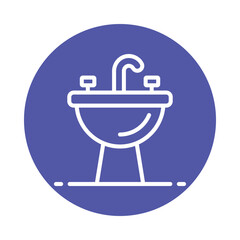 Washbasin vector Circle Outline Icon. Eps 10 File