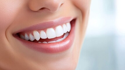 Obraz premium Snow-white smile. Clean white teeth of a smiling dental patient. Dentist. Dentistry.