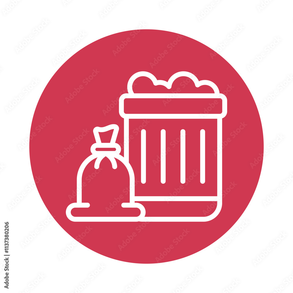 Poster trash sack vector circle outline icon. eps 10 file