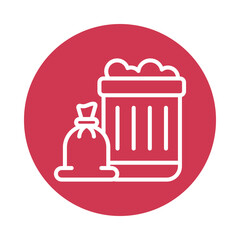 Trash Sack  vector Circle Outline Icon. Eps 10 File