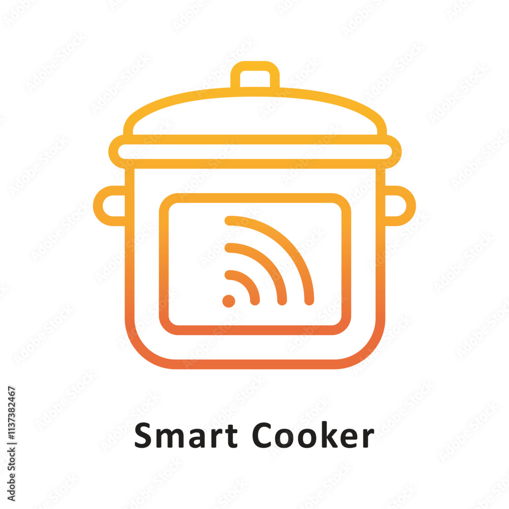 Poster smart cooker vector gradient outline icon. eps 10 file