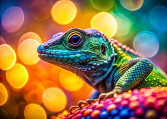 Obraz premium Abstract Lizard Background, Reptile Art, Surreal Animal Photography, Fantasy Nature, Colorful Lizard Image, Unique Pet Photo