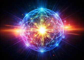 Abstract Nucleus Atomic Energy Beams Radiation Physics Science Illustration