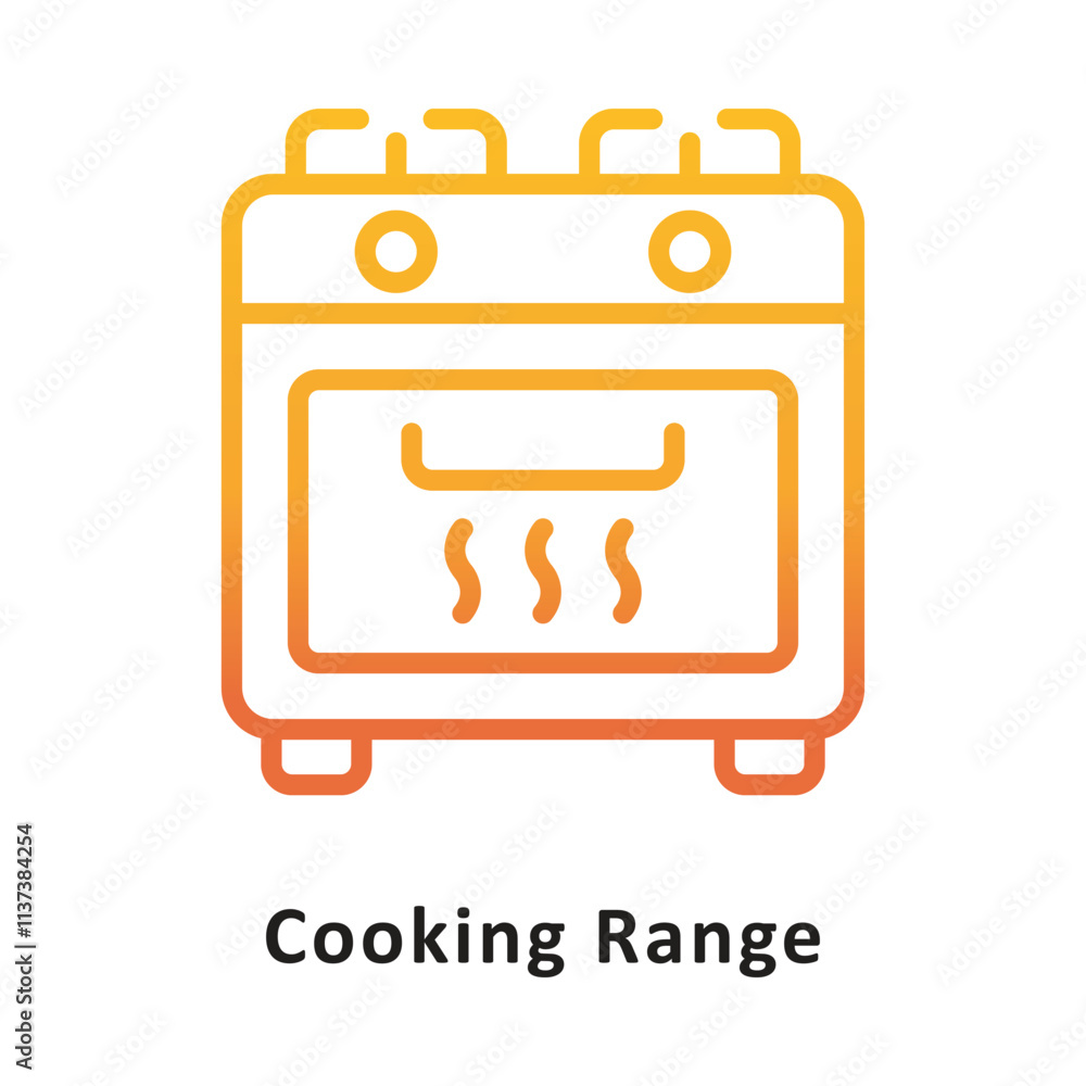Poster cooking range vector gradient outline icon. eps 10 file