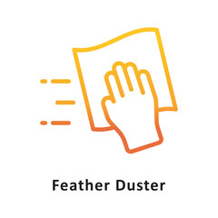 Feather Duster Vector Gradient Outline Icon. Eps 10 File