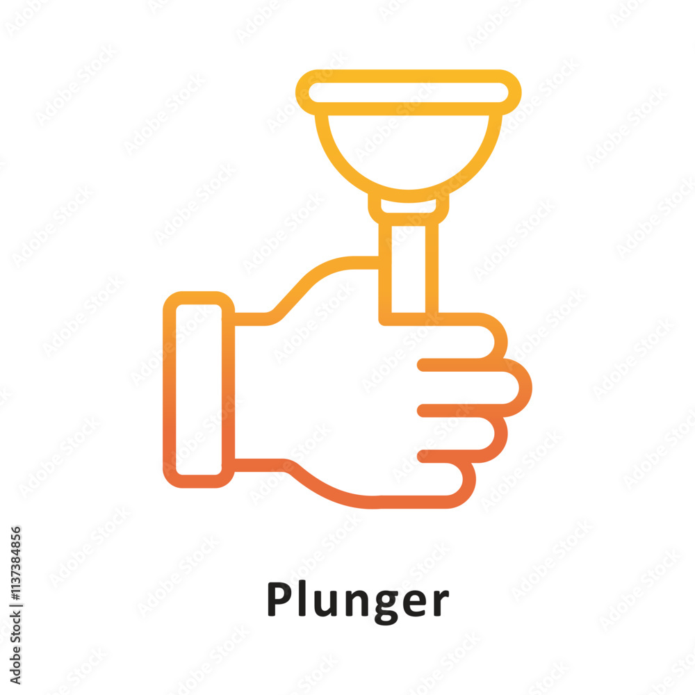 Aufkleber plunger vector gradient outline icon. eps 10 file