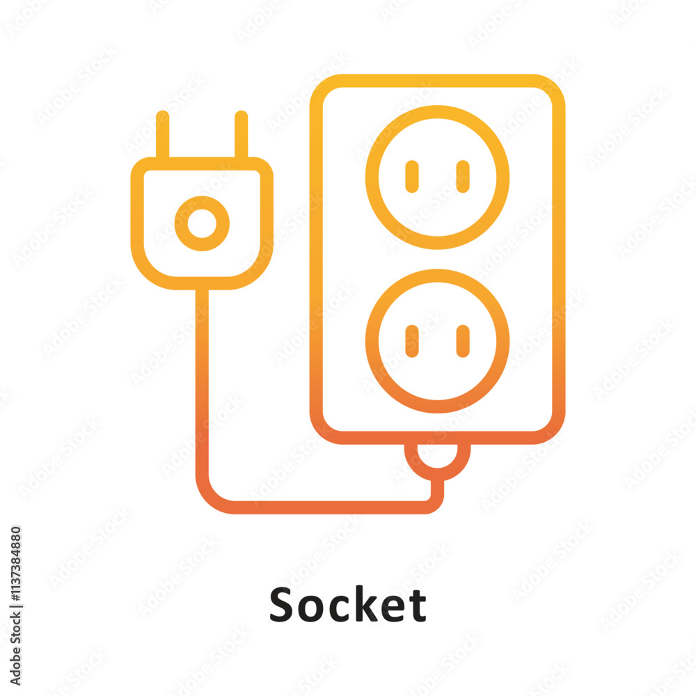 Poster socket vector gradient outline icon. eps 10 file