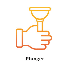 Plunger Vector Gradient Outline Icon. Eps 10 File