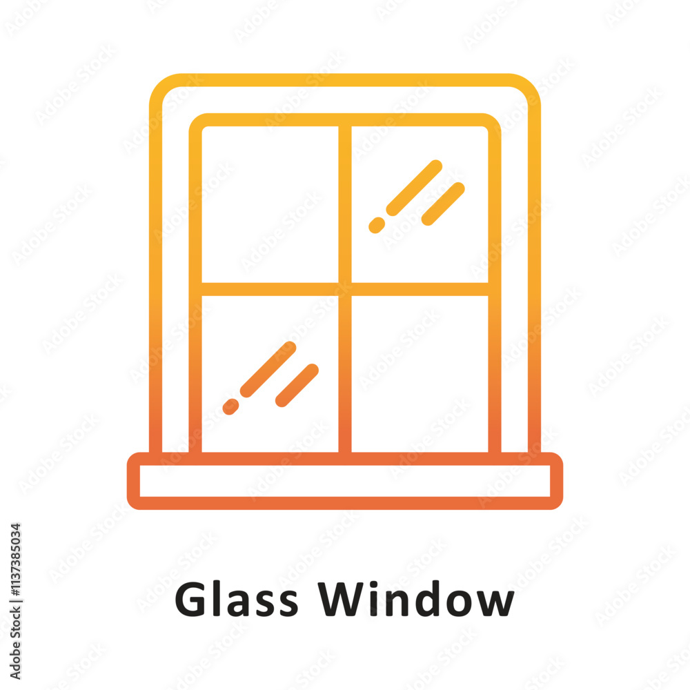 Poster glass window vector gradient outline icon. eps 10 file