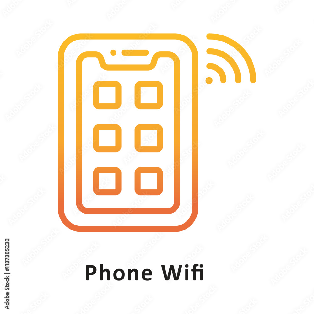 Poster phone wifi vector gradient outline icon. eps 10 file