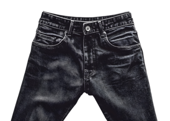 Black jeans trousers on a transparent background. isolated background.