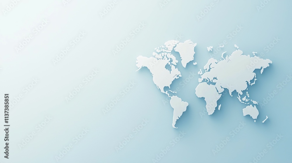 Poster a minimalist world map design in soft colors for educational or informational use.