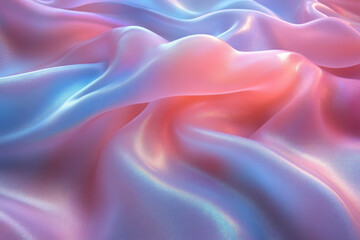 Fototapeta premium Iridescent pastel pink and blue fabric folds.