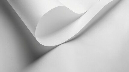 A close-up of a curved sheet of smooth, white paper.